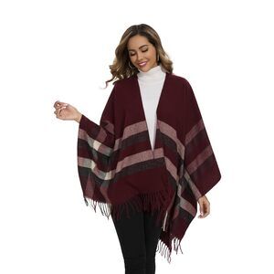 7556 Shawl Wraps For Women, Elegant Knitted Cape Open Front Poncho Scarf